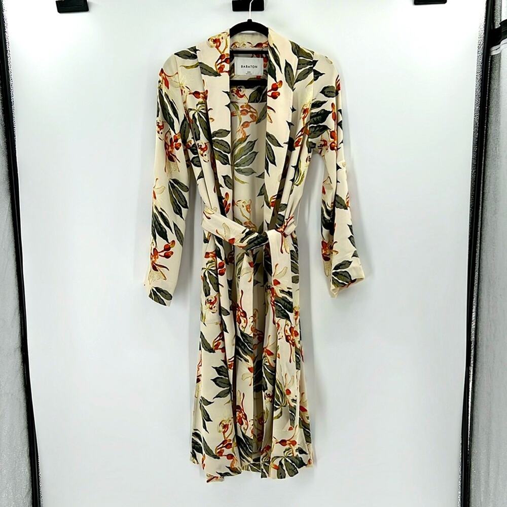 Babaton Aritzia Long Sleeve Kahlo Robe Jacket - Bone/Orange - XXS